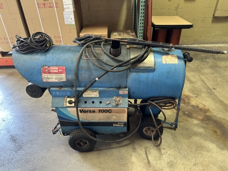 Clarke Delco Versa 100C Powder-Coated Blue Industrial Horizontal Coil Electric Hot Water Cleaning System Pressure Washer