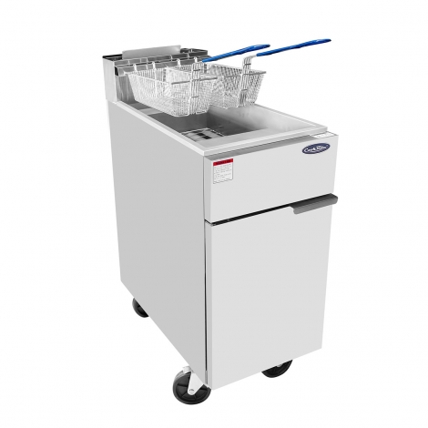 Atosa CookRite ATFS-50 Heavy Duty 50lb S/S Commercial Deep Fryer on Casters NAT Gas 136K BTU