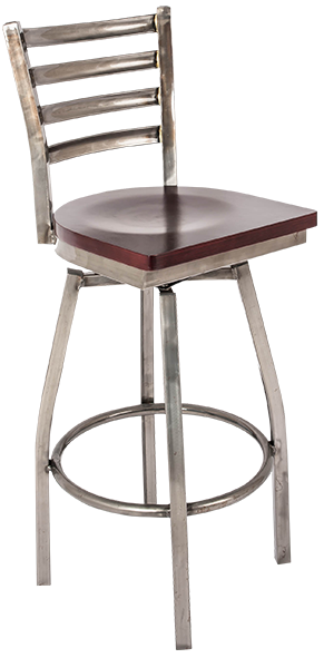 Boggs Series Industrial Clear Coat Metal Back Swivel Barstool