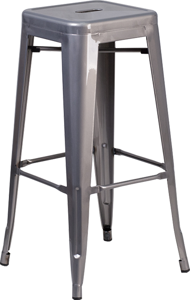 Hudson Series Metal Industrial Clear Coat Backless Barstool 
