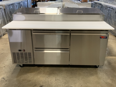 US Refrigeration USRP2-67D2W 67" 1 Door 2 Drawer Pizza Prep Table