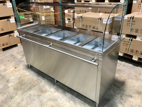 Lauro Equipment 5 Well Gas Hot Food Wet Bath Steam Table w/Curved Glass Sneezeguard