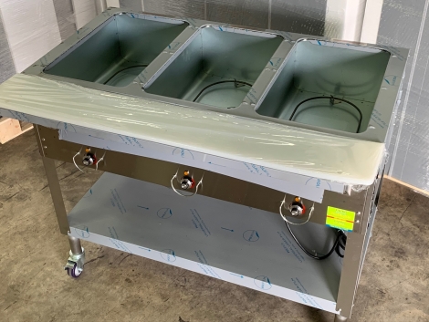 Lauro Equipment TBH11-3P 3 Well Electric Steam Table on Casters