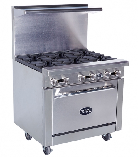 Royal Range of California RR-6 36" Gas 6 Burner Restaurant Range w/Standard Oven