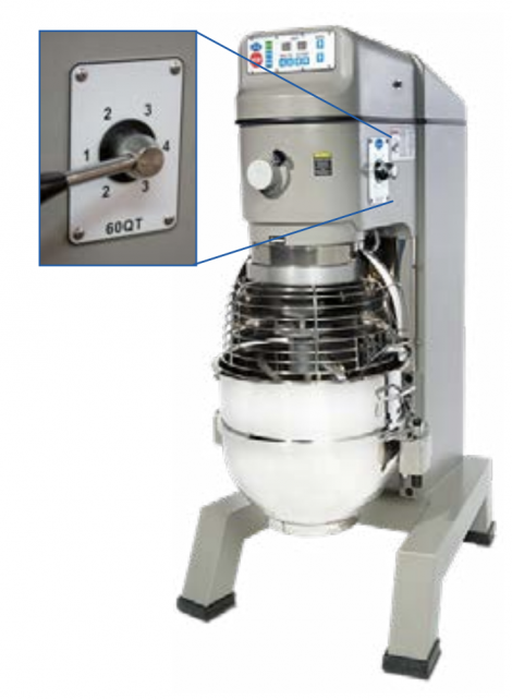 Globe SP62P-4 60 Quart Planetary Floor Pizza Mixer with Power Bowl Lift 4-Speed 220V