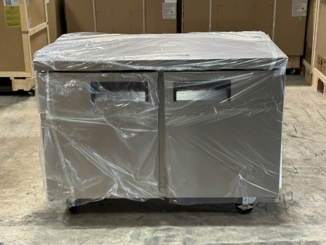 Lauro Equipment UC-48R 48" 2 Door Stainless Steel Undercounter Refrigerator on Casters