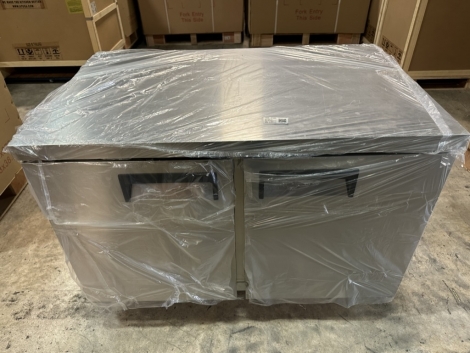 Lauro Equipment UC-48F 48" 2 Door Stainless Steel Undercounter Freezer on Casters
