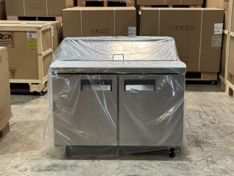 Lauro Equipment USRS2-48 48" 2 Door Stainless Steel Sandwich/Salad Prep Table on Casters