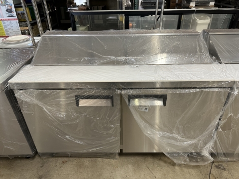 Lauro Equipment USRS2-60 60" 2 Door Stainless Steel Sandwich/Salad Prep Table on Casters