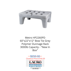 Metro HP2260PD 60"x22"x12" Bow Tie Grey Polymer Dunnage Rack 3000lb Capacity - "New In Box"