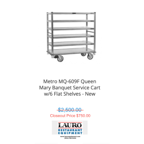 Metro MQ-609F Queen Mary Banquet Service Cart w/6 Flat Shelves - New