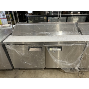 Lauro Equipment USRS2-60 60" 2 Door Stainless Steel Sandwich/Salad Prep Table on Casters